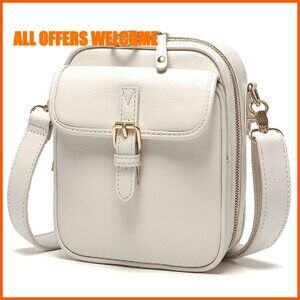 Vegan Leather Crossbody Bag with Card Slots, Adjustable Strap, Multi-Pocket